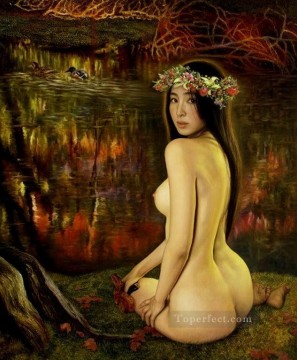 Corlorful piscina chica china desnuda Pinturas al óleo